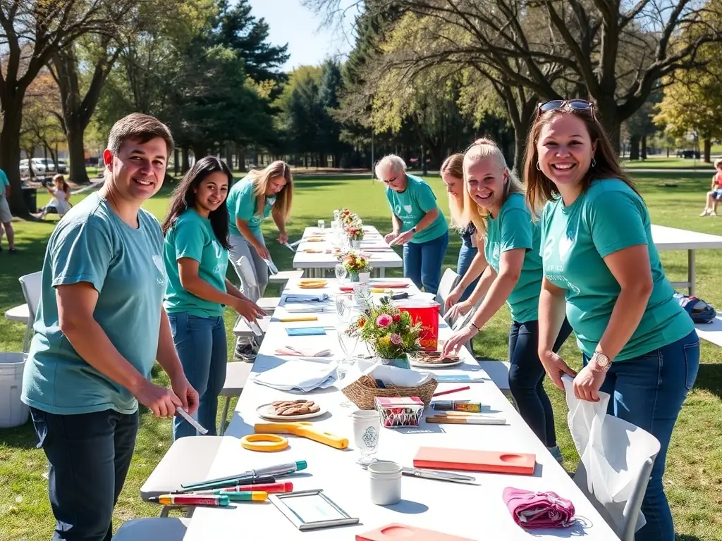 An image of volunteers assisting at a concert event, emphasizing the importance of community involvement and support for LES CONCERTS BRIOCHINS.